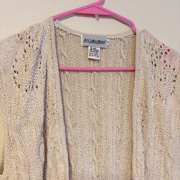 JH Collectibles Vintage Sleeveless Knit Sweater Vest Silk Blend Cream Size S - Picture 3 of 3